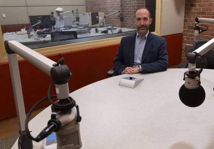 Matt Abramovitz, president of New England Public Media, in the NEPM studios in Springfield on Wednesday. Abramovitz called a federal executive order that would cut funding to the Corporation for Public Broadcasting, which includes National Public Radio and The Public Broadcasting Service, a “devastating” development.
