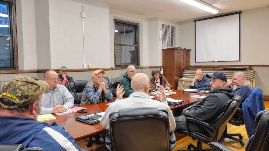 Athol Fire Chief Joseph Guarnera speaks to members of the Fire Department Staffing Advisory Committee about the need to hire additional firefighter/EMTs. Athol Fire Chief Joseph Guarnera speaks to members of the Fire Department Staffing Advisory Committee about the need to hire additional firefighter/EMTs.