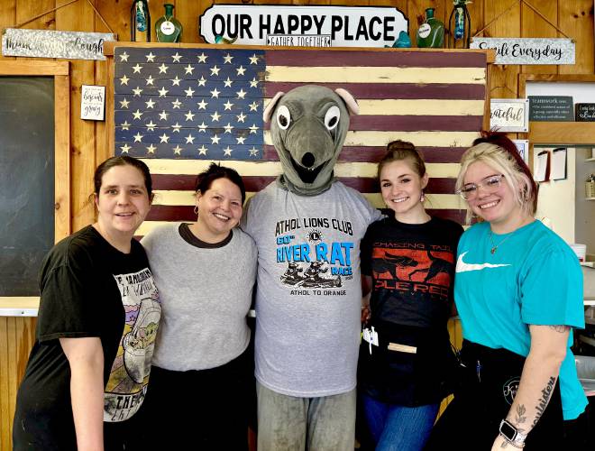 During a visit to Kellie’s at 567 Main St. in Athol with Helen Hamel, owner Kellie McLaughlin, Kadie Jillson and Felicity Barilone.
