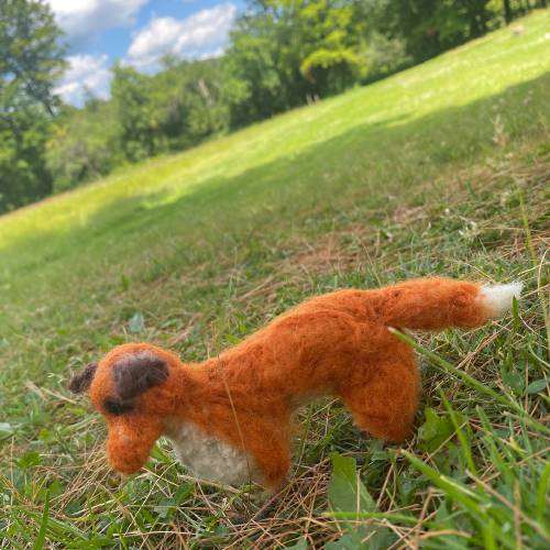 Growing A Bunch Farm in Ashfield is the site of two summer camps focusing on textile and fiber arts. The farm is home to many live animals, as well as a few fanciful ones dreamed up by camp participants, like this fine felted fox.
