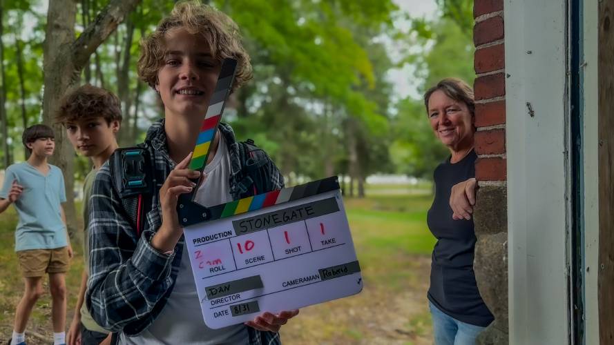 Greenfield resident Rowan Muzzy, 16, on the set of “Stonegate,” a new feature-length indie film directed by Daniel Groom.