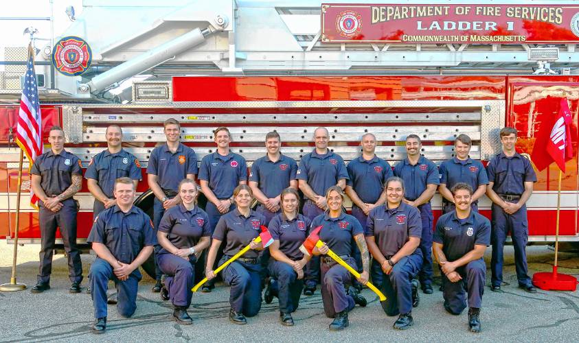 Class #S37 of the Massachusetts Firefighting Academy represents the departments of Amherst, Athol, Auburn, East Longmeadow, Longmeadow, Northampton, Seekonk, West Springfield and Westfield. Among the graduates is Owen Anderholm of Orange, who works with the Athol Fire Department.