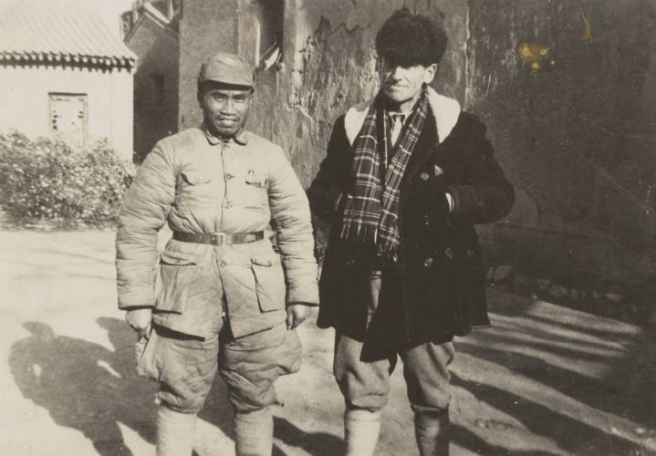 Evans Carlson with Zhu De, the commander of the Chinese Communist Eighth Route Army, circa 1938.