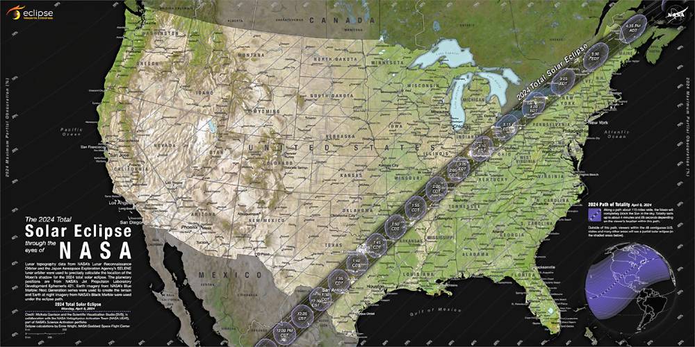 This map shows the path of April 8’s solar eclipse. This map shows the path of April 8’s solar eclipse.