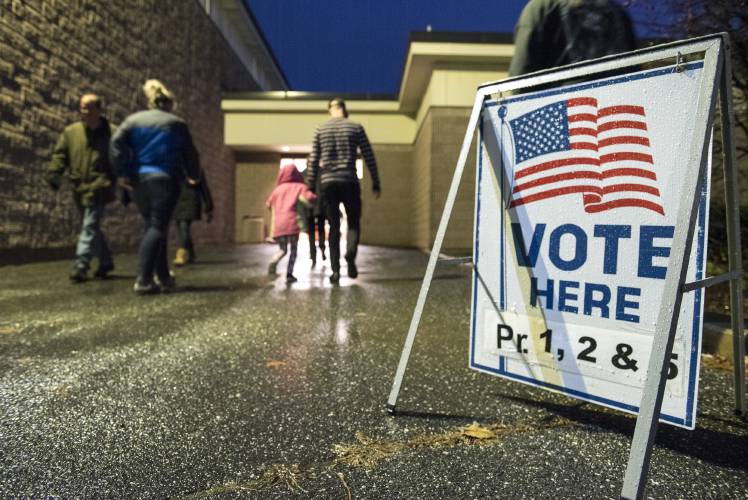 Easthampton voters in 2018. The state primary on Sept. 3 will feature few contested races. Easthampton voters in 2018. The state primary on Sept. 3 will feature few contested races.