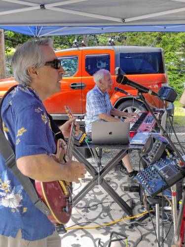 Brian Mallet (left) and Lefty Cullen – The Relics – provided the musical entertainment for the 2024 North Quabbin Senior Citizens Picnic, held on Friday, Aug. 30.