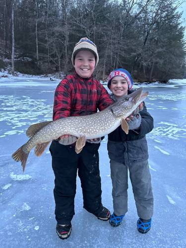 Brothers Ryker, 10, and Kyler Leslie, 13, of Petersham, were tied for Youth Angler of the Year after each caught 23 of the 24 eligible species in MassWildlife’s 2024 Sportfishing Awards Program.