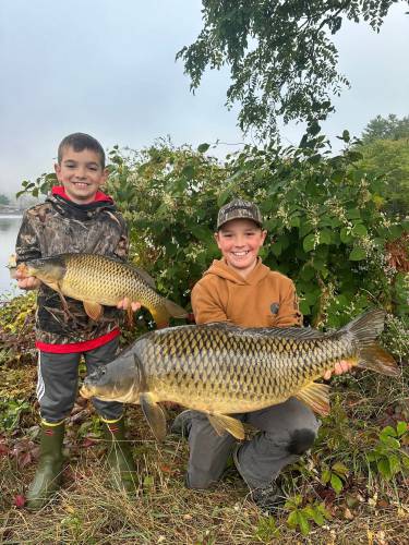 Brothers Ryker, 10, and Kyler Leslie, 13, of Petersham, were tied for Youth Angler of the Year after each caught 23 of the 24 eligible species in MassWildlife’s 2024 Sportfishing Awards Program.