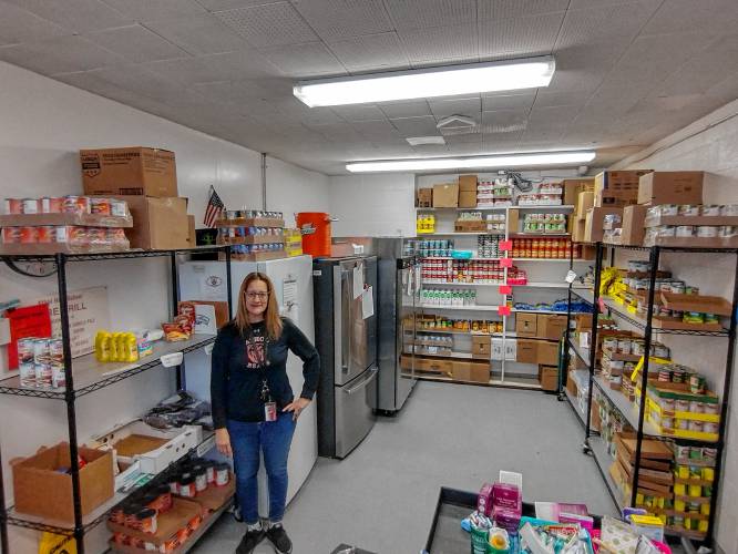 Shirley Mitchell, director of the Family & Community Center and Food Pantry at Athol High School, stands among the shelves at the food pantry on Friday morning. Shirley Mitchell, director of the Family & Community Center and Food Pantry at Athol High School, stands among the shelves at the food pantry on Friday morning.