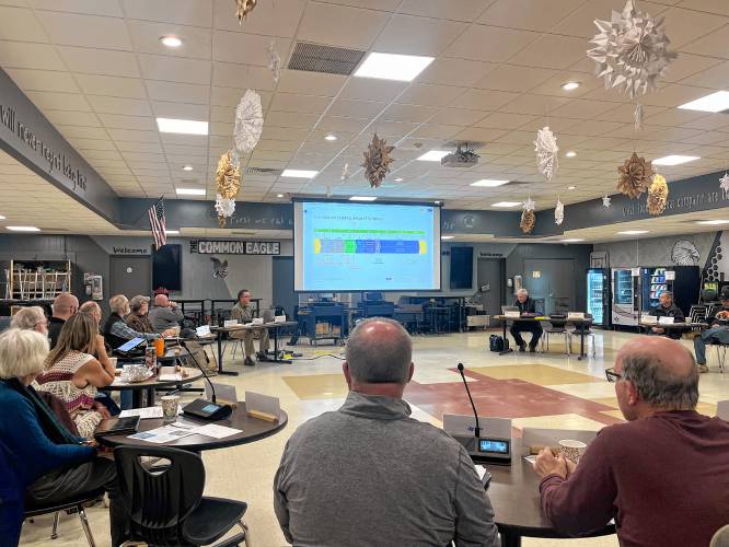 Members of the Franklin County Technical School Committee had a first look at plans for a renovated or new school building on Wednesday.