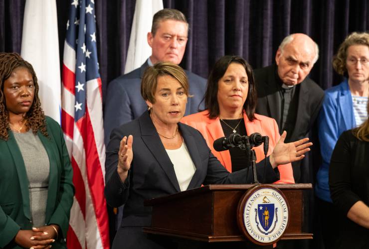 Gov. Healey discusses her emergency declaration around the state’s shelter system in 2023. Gov. Healey discusses her emergency declaration around the state’s shelter system in 2023.