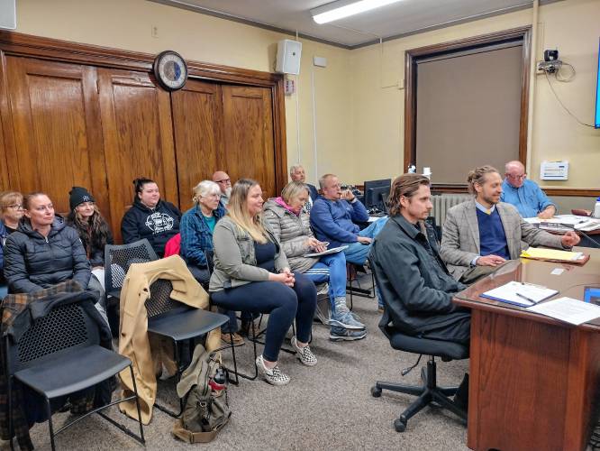 Michael Grasso (left) and Nicholas Obolensky, partners at Hometown Harvest LLC, met with the Board of Planning and Community Development on Wednesday, Dec. 4, at which time they received a special permit to open a retail marijuana establishment at 243 Main St.