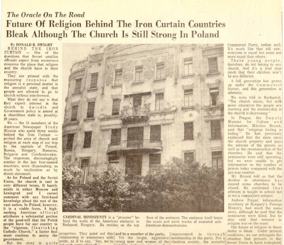 Donald R. Dwight penned this article from Poland during a trip to Eastern Europe in 1967.