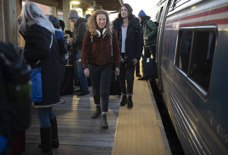 Passengers get off an Amtrak train in Northampton last December. Gov. Maura Healey has appointed Andrew Koziol, a UMass Amherst graduate, as the first West-East Rail director within the Department of Transportation’s Rail & Transit Division. Passengers get off an Amtrak train in Northampton last December. Gov. Maura Healey has appointed Andrew Koziol, a UMass Amherst graduate, as the first West-East Rail director within the Department of Transportation’s Rail & Transit Division.