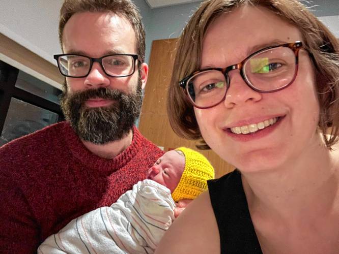 Greenfield couple Agnes Coakley Cox and Nate Cox welcomed Margaret Anne Cox to the world Thursday morning, ushering in Baystate Franklin Medical Center's first baby of 2025.
