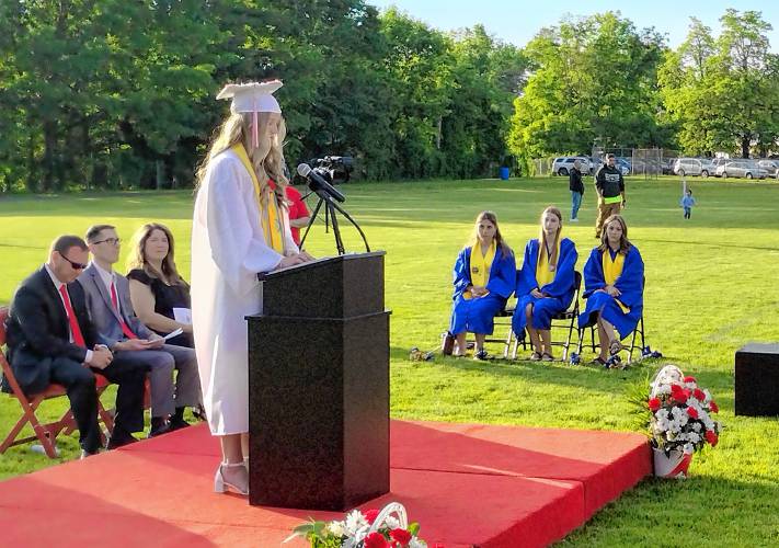 At Friday’s graduation ceremony, Athol High School Salutatorian Brooklyn Hopkins spoke of the potential of the Class of 2024 and how they can accomplish great things.
