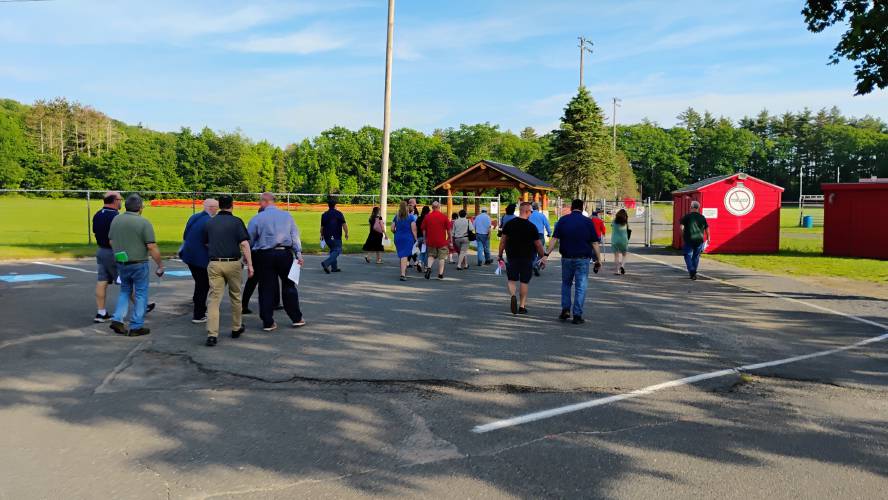 During a tour of Athol High School, officials were told that the school has not had a track on the athletic field for 12 years.