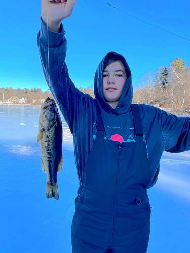 Blake Gaudet with his second -place bass.