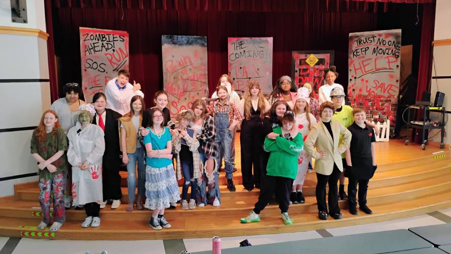 These Athol Royalston Middle School students are presenting “The 10 Ways to Survive the Zombie Apocalypse” this Friday and Saturday. Performances are at 6 p.m.