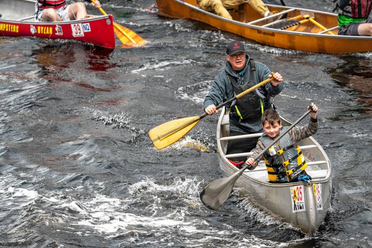 Thomas and Elliot Payne participate in the 59th running of the River Rat Race from Athol to Orange on Saturday.