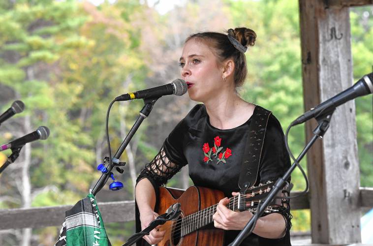 Wallace Field plays the family stage at the North Quabbin Garlic and Arts Festival in Orange on Sunday afternoon.