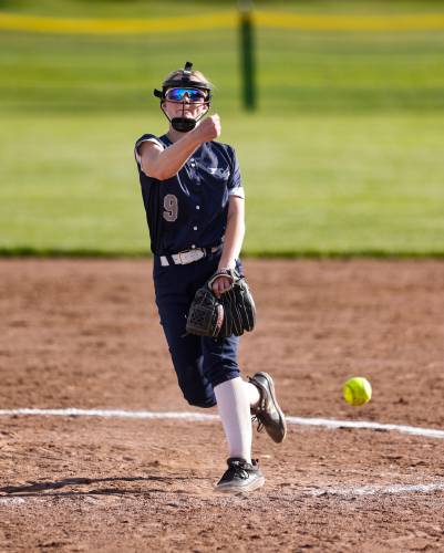 Franklin Tech pitcher Hannah Gilbert (9) throws against West Boylston in the top of the fifth inning Wednesday during the MIAA Div. 5 Round of 16 game in Turners Falls.