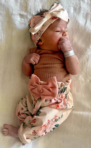 Adyline Joanne Hunt was born to Millers Falls resident 31 year-old Alexandra Hunt on New Years Day at Heywood Hospital’s LaChance Maternity Center, making her the first baby born of 2025 at the hospital in Gardner. 