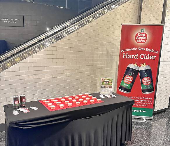 A display for Red Apple Farm at TD Garden in Boston during the March 11 Boston Bruins game. 