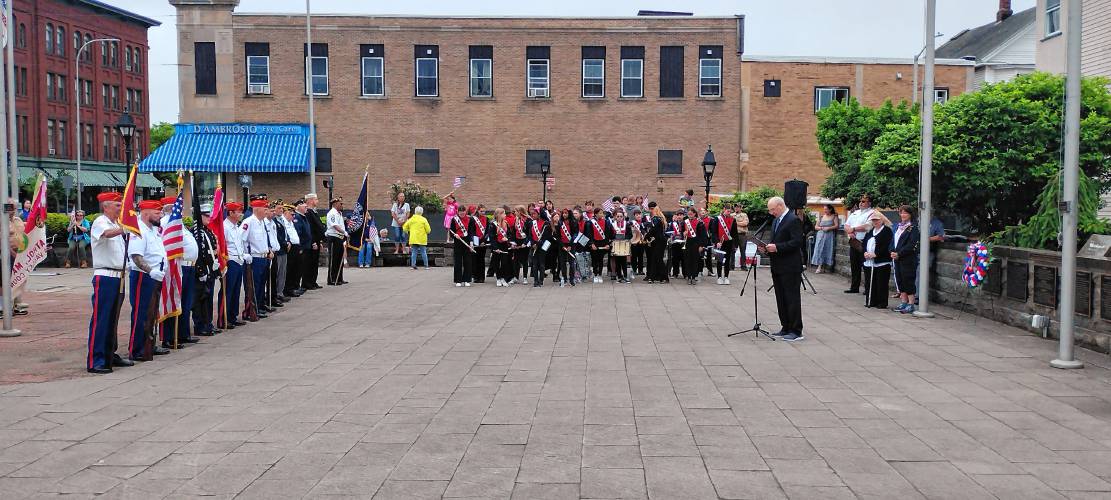 Bill Wrigley of Orange was the guest speaker at Memorial Day observances in Athol on Monday. “The unwavering dedication and devotion of American combat soldiers in defense of freedom, democracy, and love of country defines their sacrifice,” he said.