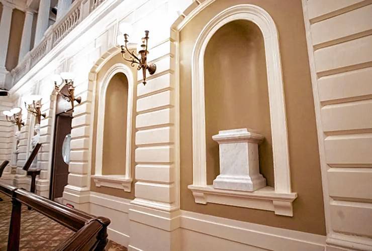 The empty alcove in the State House that Senate President Karen Spilka plans to fill with a bust of 19th century abolitionist, orator and newspaper publisher Frederick Douglass.  