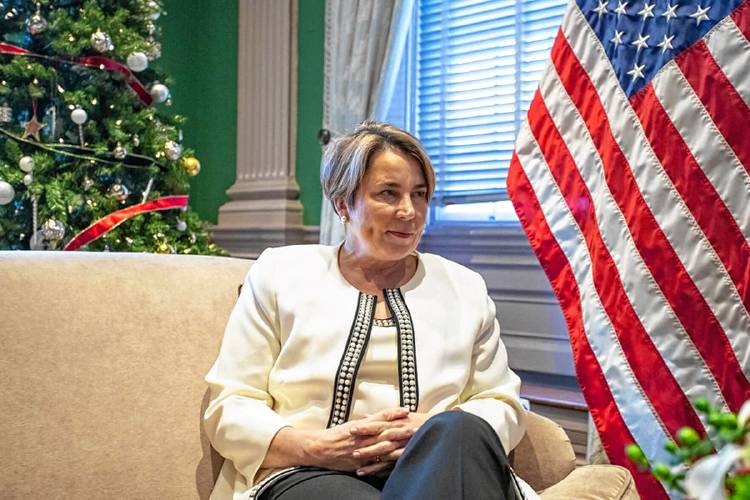 Gov. Maura Healey sits for a 2024 end-of-year interview with the State House News Service. Gov. Maura Healey sits for a 2024 end-of-year interview with the State House News Service.