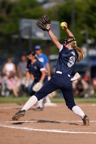 Franklin Tech pitcher Hannah Gilbert (9) throws against West Boylston in the top of the fourth inning Wednesday during the MIAA Div. 5 Round of 16 game in Turners Falls.