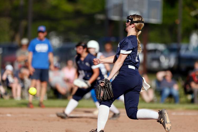 Franklin Tech pitcher Hannah Gilbert (9) throws against West Boylston in the top of the fourth inning Wednesday during the MIAA Div. 5 Round of 16 game in Turners Falls.