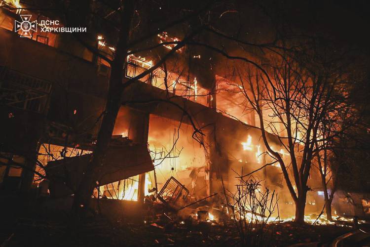 In this photo provided by the Ukrainian Emergency Service, a view after a Russian attack that hit a residential building in Kharkiv, Ukraine, Wednesday, June 11, 2025. In this photo provided by the Ukrainian Emergency Service, a view after a Russian attack that hit a residential building in Kharkiv, Ukraine, Wednesday, June 11, 2025.