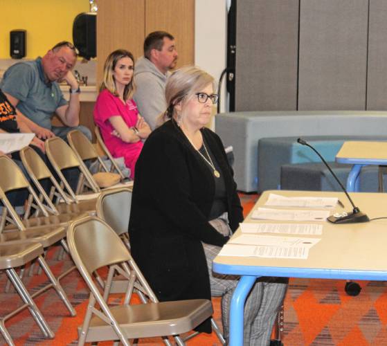Darlene Rowe, who said she has a grandchild at Fisher Hill School, speaks to the Orange Elementary School Committee on Monday about the school district hiring an unlicensed man as a licensed practical nurse.