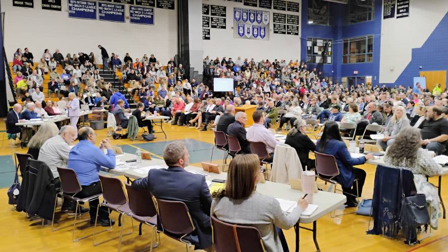 A total of 815 registered voters showed up for Winchendon’s annual Town Meeting on Monday, May 19. The meeting was held in the gymnasium at Murdock Middle/High School. Attendance was up due to consideration of a $1.9 million Proposition 2½ override.