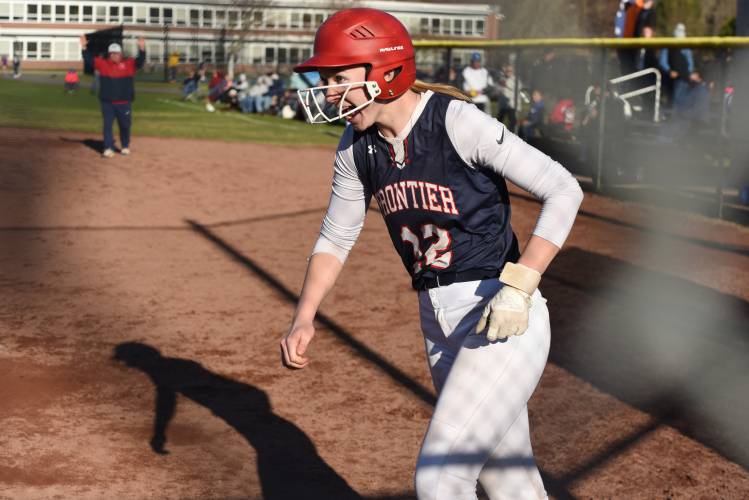 Frontier’s Delaney Fifield scores a run against Turners Falls earlier this season. Frontier’s Delaney Fifield scores a run against Turners Falls earlier this season.