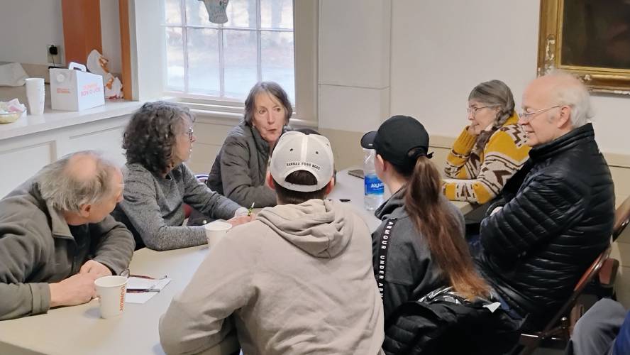 Groups of Royalston residents discussing issues they feel should be covered by Royalston 2050, the town's master plan.