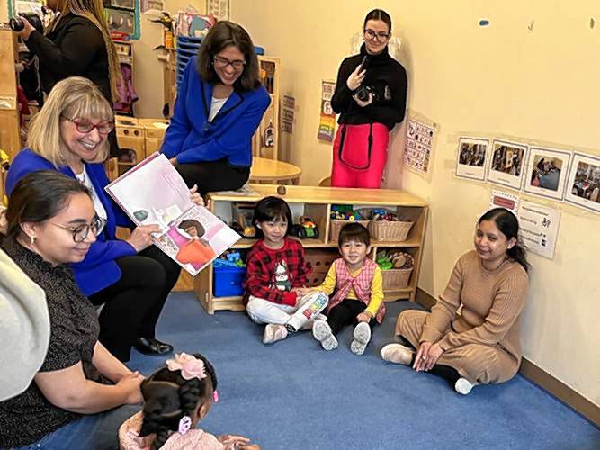 Senate President Karen Spilka reads a book to children at a Head Start center in Malden. Senate President Karen Spilka reads a book to children at a Head Start center in Malden.
