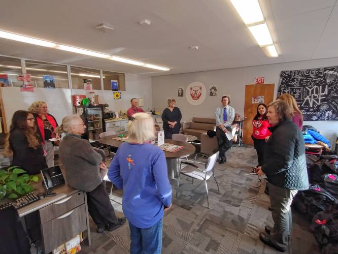 State Rep. Susannah Whipps and Sen. Jo Comerford were among those who attended last Wednesday’s open house at the Family and Community Center & Food Pantry at Athol High School.