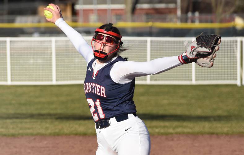 Raine Wonsey pitches for Frontier against Turners Falls earlier this season. 
