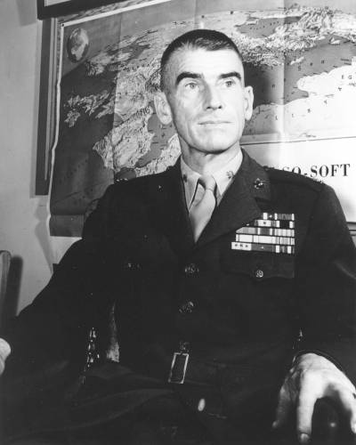 The official shot of Evans Carlson from his Marine biography. He ended his career as a brigadier general.