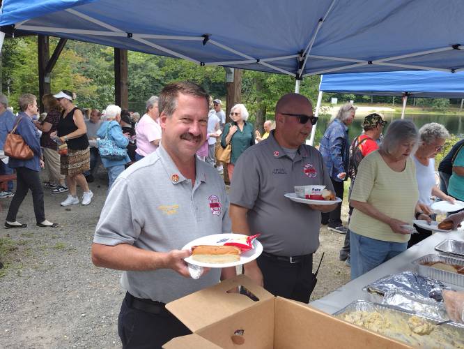 Jeff Parker (left) seen here at the 2024 North Quabbin Senior Citizens Picnic, was recently named the new chief of the Athol Fire Department. Parker has been with the department for 30 years. Jeff Parker (left) seen here at the 2024 North Quabbin Senior Citizens Picnic, was recently named the new chief of the Athol Fire Department. Parker has been with the department for 30 years.