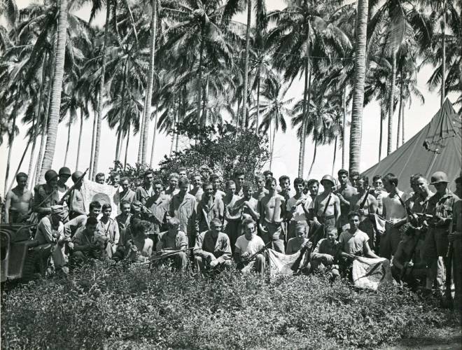 Evans Carlson and some of his raiders in the jungles of Guadalcanal in 1942.