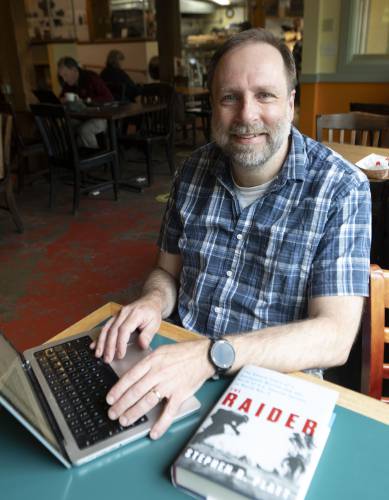Author Stephen Platt at Bread Euphoria in Haydenville, where he does much of his writing. There is a special thanks in the book to the cafe.
