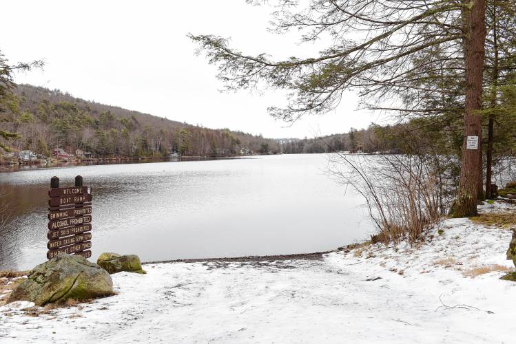 The boat ramp at Laurel Lake in Erving State Forest.
