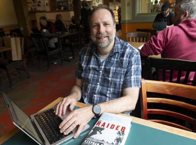 Author Stephen Platt at Bread Euphoria in Haydenville, where he does much of his writing. There is a special thanks in the book to the cafe.