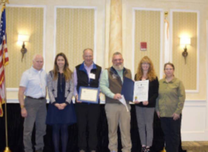 Left to right: Recently retired Athol Water Division employee Bob Hughes, Mass DEP Commissioner Bonnie Heiple, Athol DPW Director Dick Kilhart, Athol DPW Assistant Director Paul Raskevitz, Athol Environmental Compliance Manager Jennifer Shaw, and MassDEP Western Region Engineer Christine Simard. Left to right: Recently retired Athol Water Division employee Bob Hughes, Mass DEP Commissioner Bonnie Heiple, Athol DPW Director Dick Kilhart, Athol DPW Assistant Director Paul Raskevitz, Athol Environmental Compliance Manager Jennifer Shaw, and MassDEP Western Region Engineer Christine Simard.